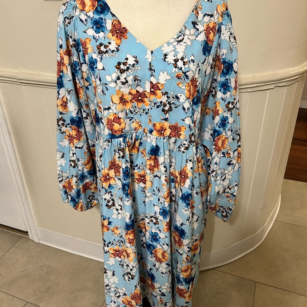 Like New Suzanne Betro Floral 3/4 Sleeve Dress  Size 3X